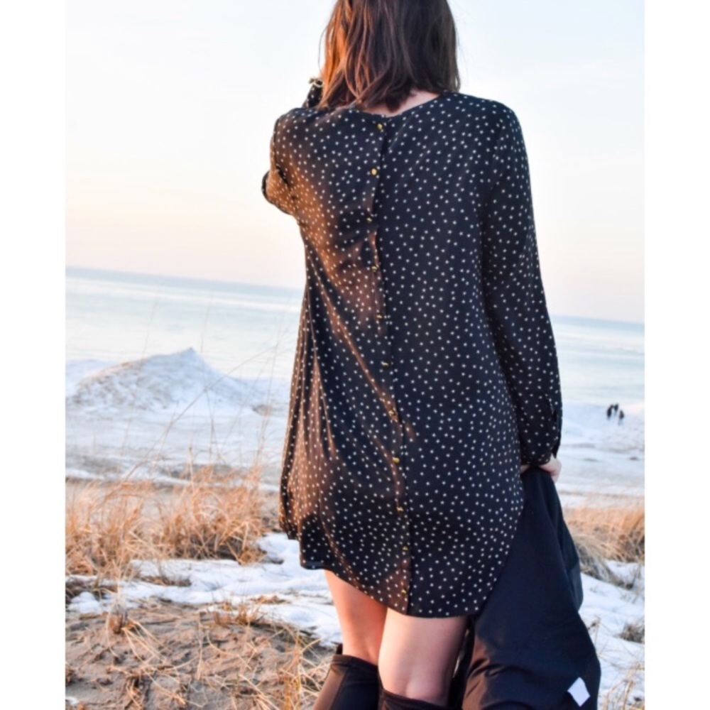 Silk Button Back Dress in Star Scatter
